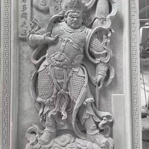 三门峡 芝麻灰花岗岩人物雕刻——多闻天王