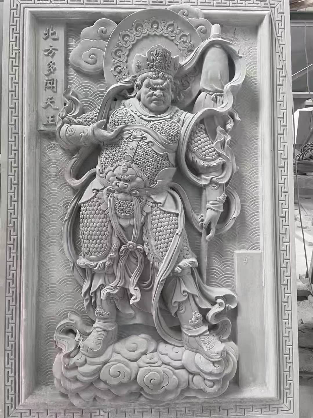 三门峡 芝麻灰花岗岩人物雕刻——多闻天王